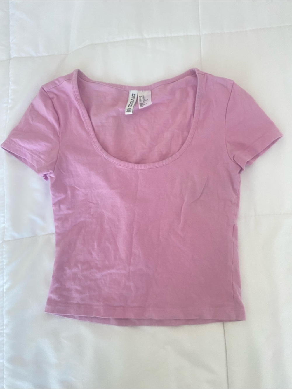 Pink Scoop Neck Crop Tee